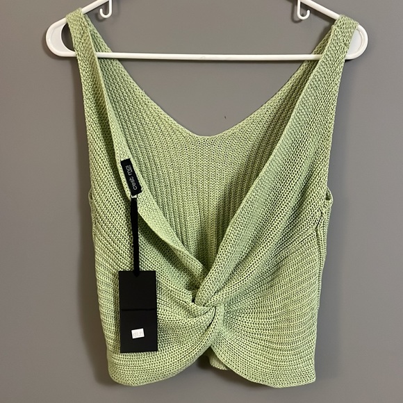 Women’s Knit Tank Top with Knotted Open Back - Picture 3 of 3